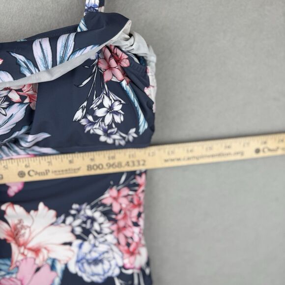 Venus One Piece Swimsuit Size 6 Bathing Ruffle Bandeau Off Shoulder Floral Grey - Picture 3 of 8